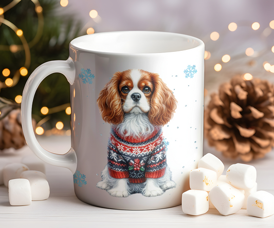 Personalised King Charles Spaniel - Dog Christmas Jumper Gift Mug