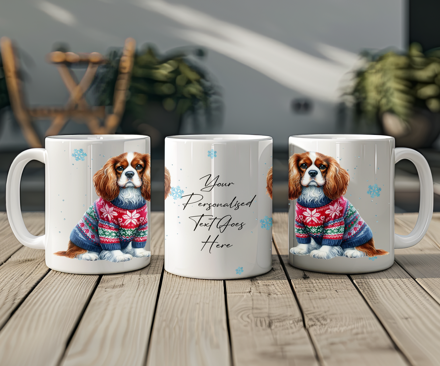 Personalised King Charles Spaniel - Dog Christmas Jumper Gift Mug - Style B