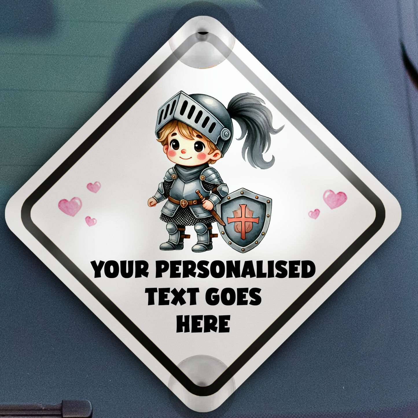 Personalised Baby Child On Board Car Window Sign - Knight