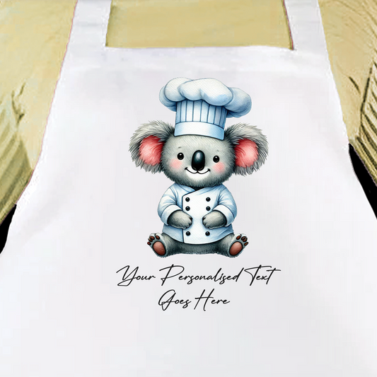 Personalised Watercolour Animal Chef Koala Cooking Apron B