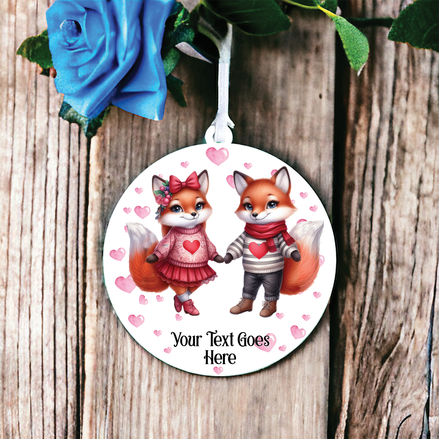 Personalised Fox Couple Love Animal Decoration B