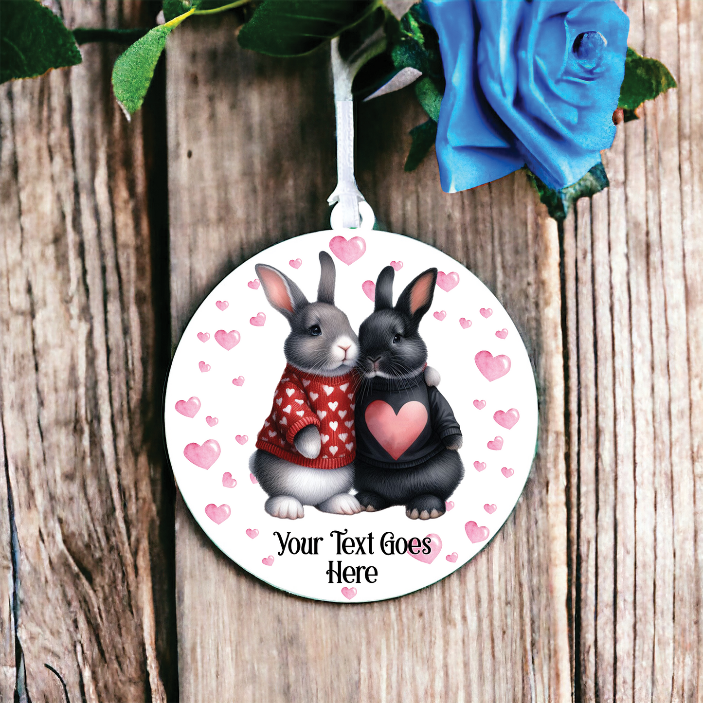 Personalised Rabbit Couple Love Animal Decoration B