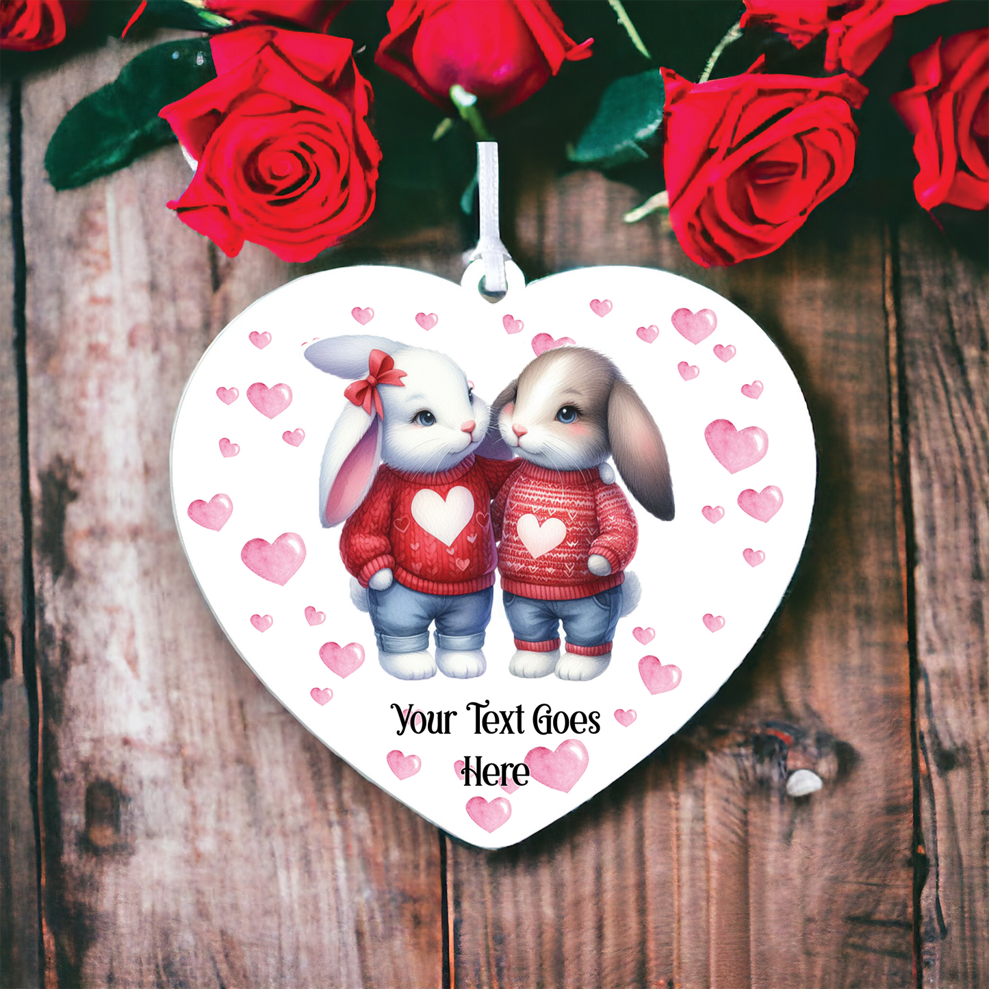 Personalised Rabbit Couple Love Animal Decoration D