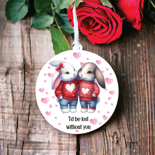 Personalised Rabbit Couple Love Animal Decoration D