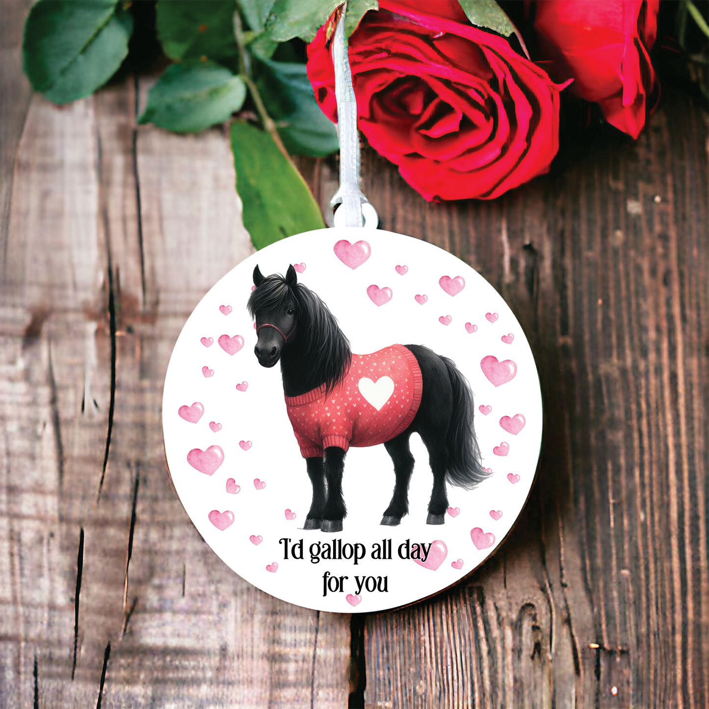 Personalised Black Horse Love Animal Decoration