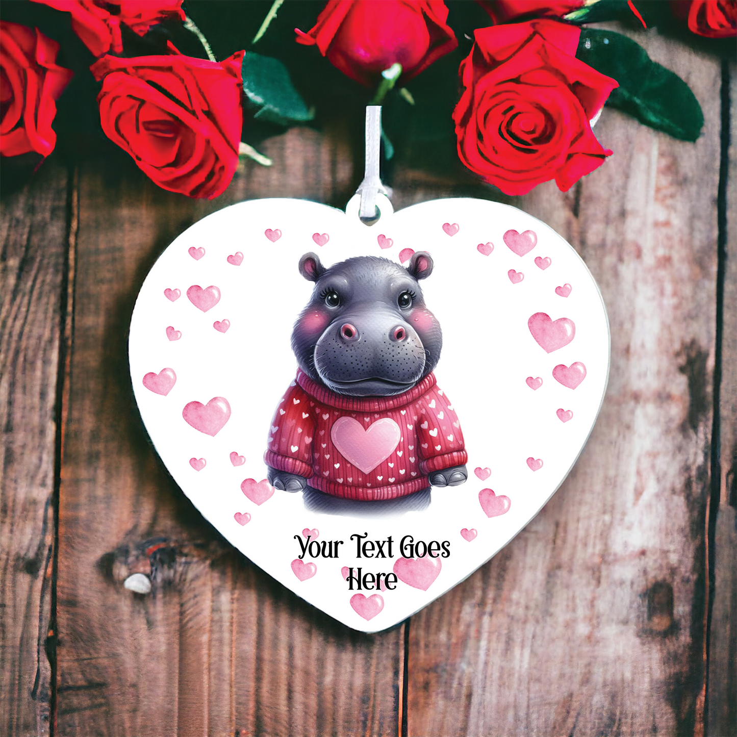 Personalised Hippo Love Animal Decoration