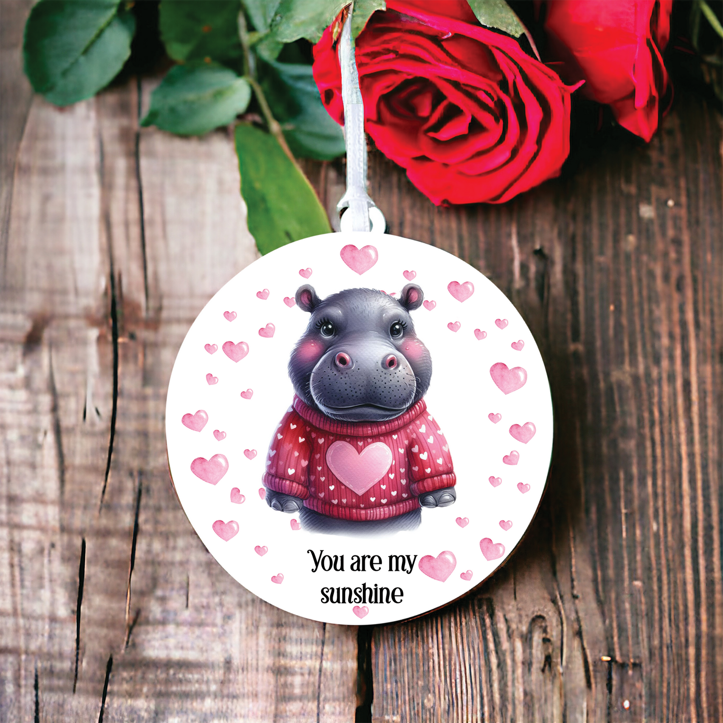 Personalised Hippo Love Animal Decoration