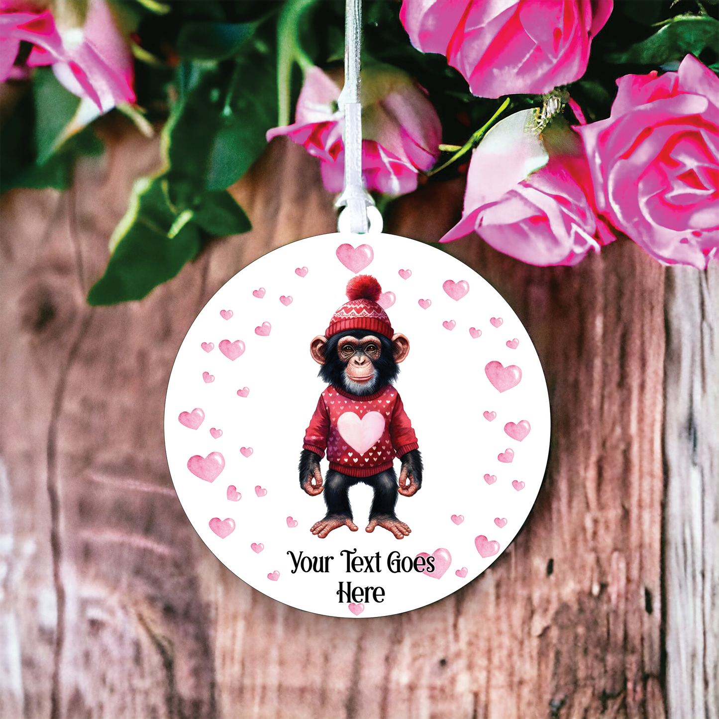 Personalised Chimpanzee Love Animal Decoration