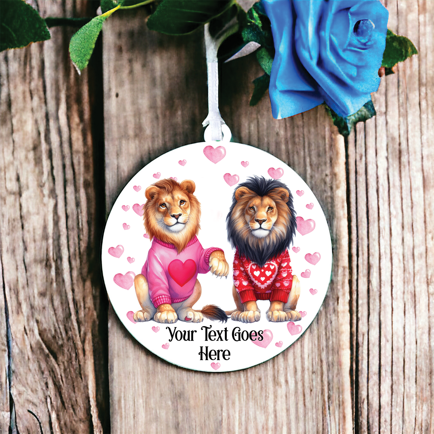 Personalised Lion Couple Love Animal Decoration