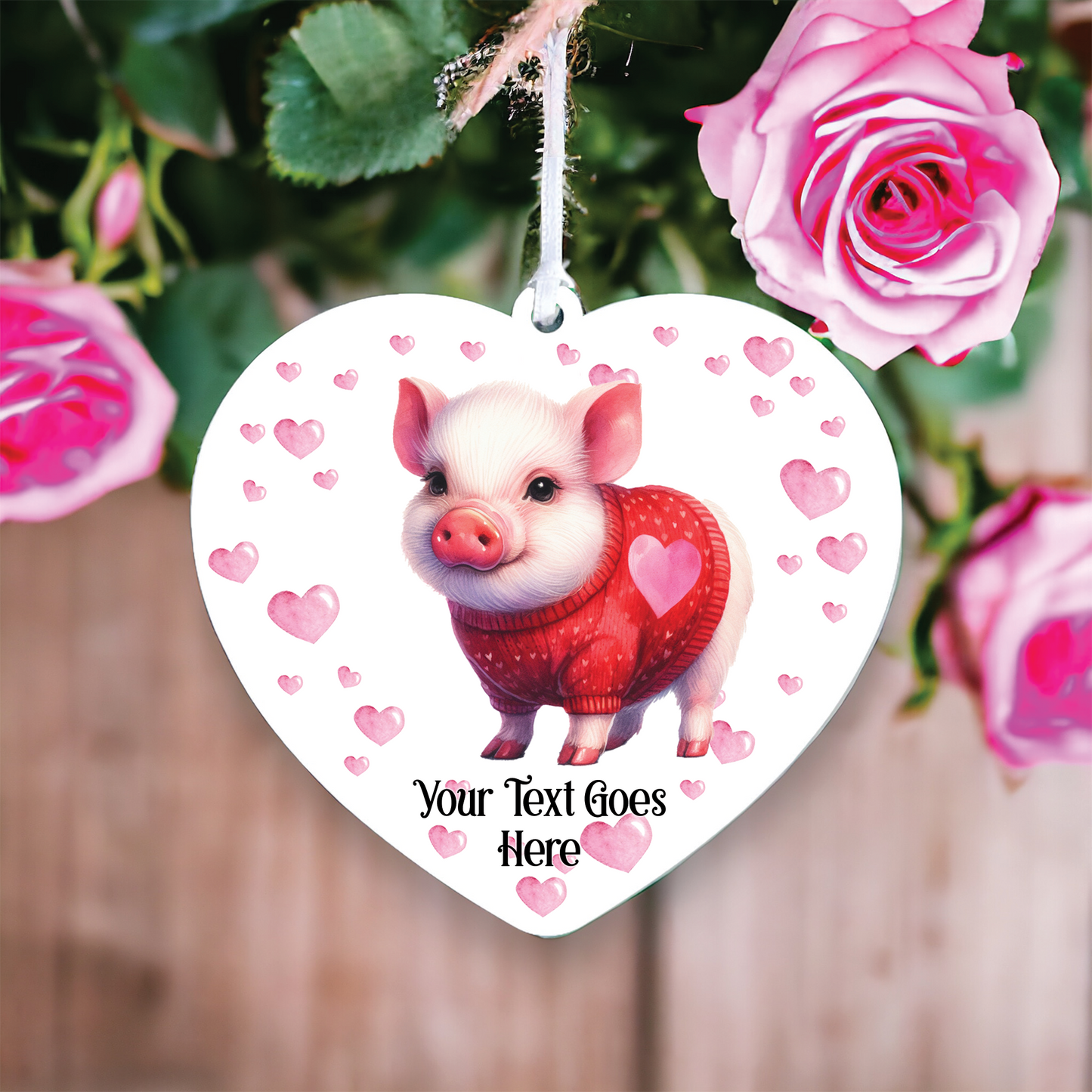 Personalised Pig Love Animal Decoration