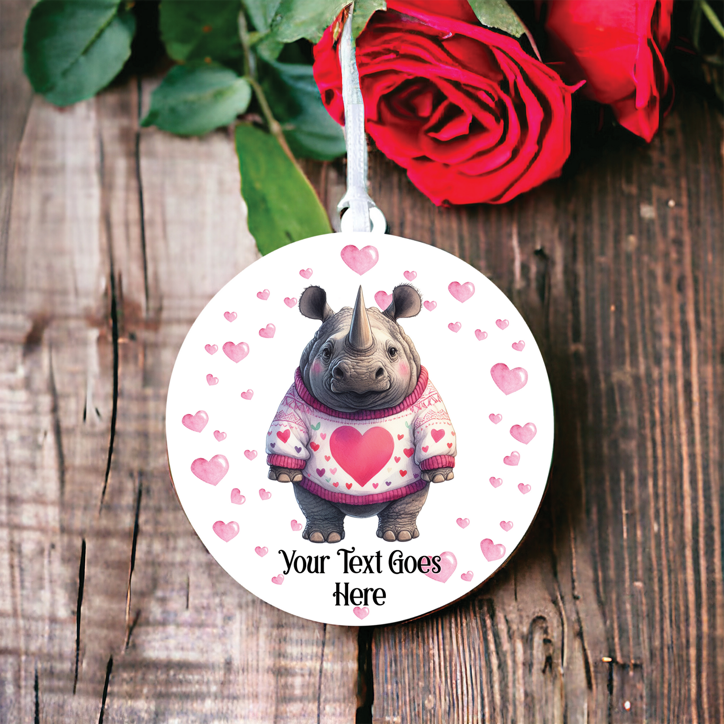 Personalised Rhino Love Animal Decoration