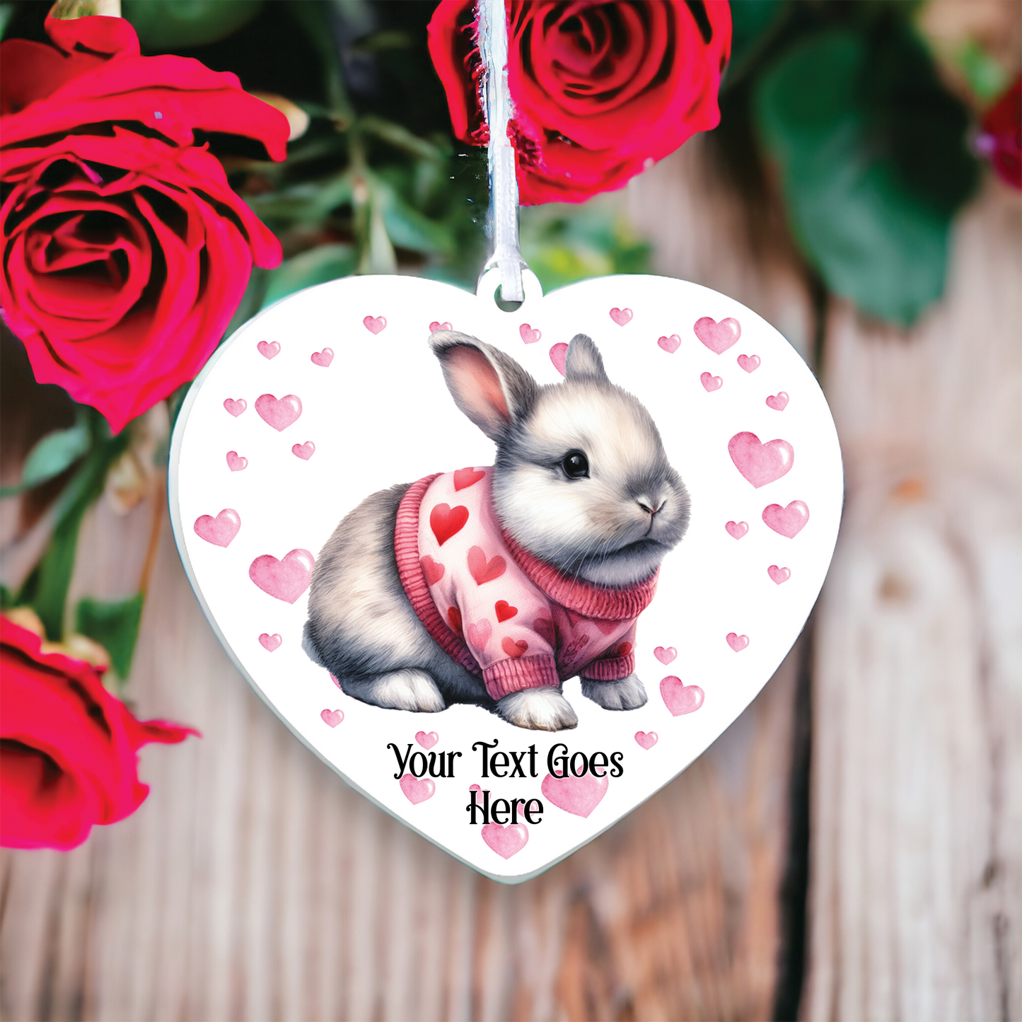 Personalised White Rabbit Love Animal Decoration