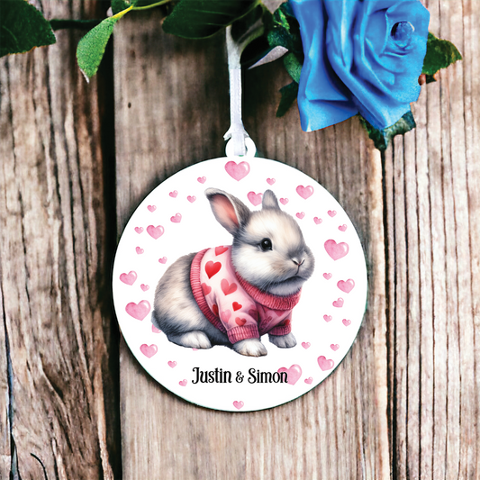 Personalised White Rabbit Love Animal Decoration