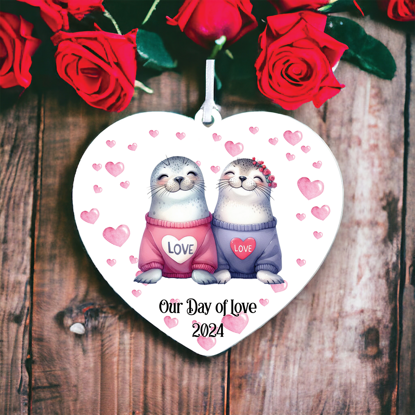 Personalised Seal Couple Love Animal Decoration