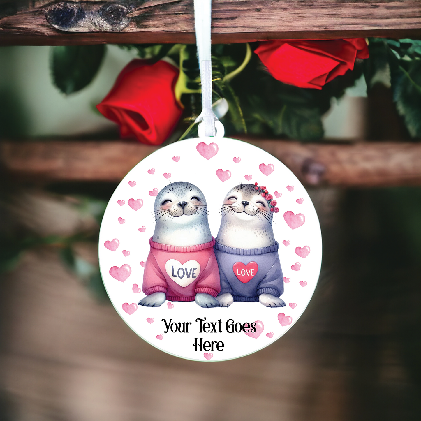 Personalised Seal Couple Love Animal Decoration