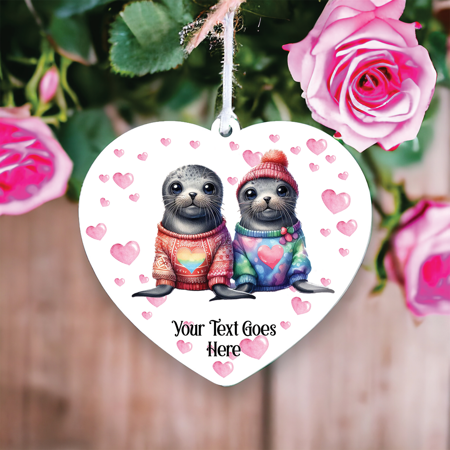 Personalised Seal Couple Love Animal Decoration B