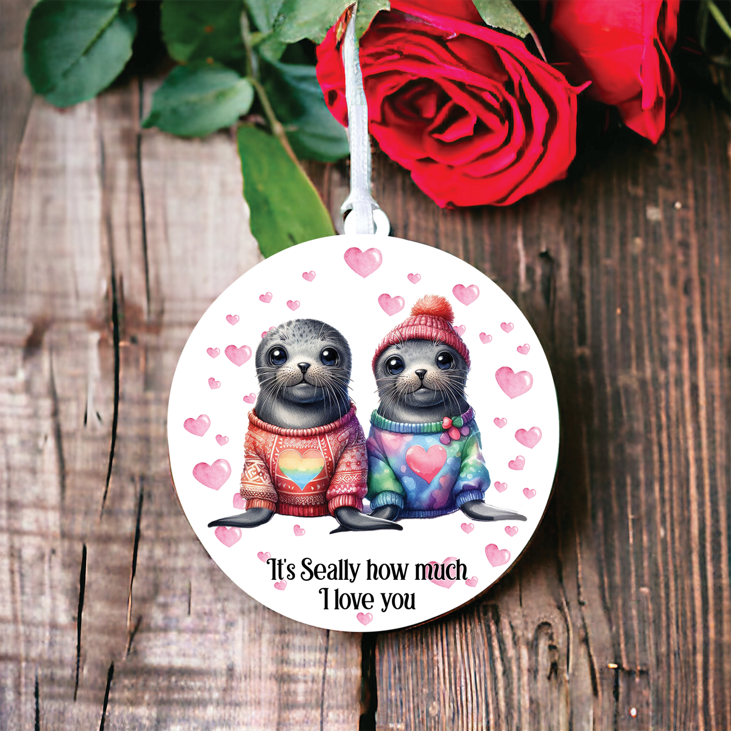 Personalised Seal Couple Love Animal Decoration B