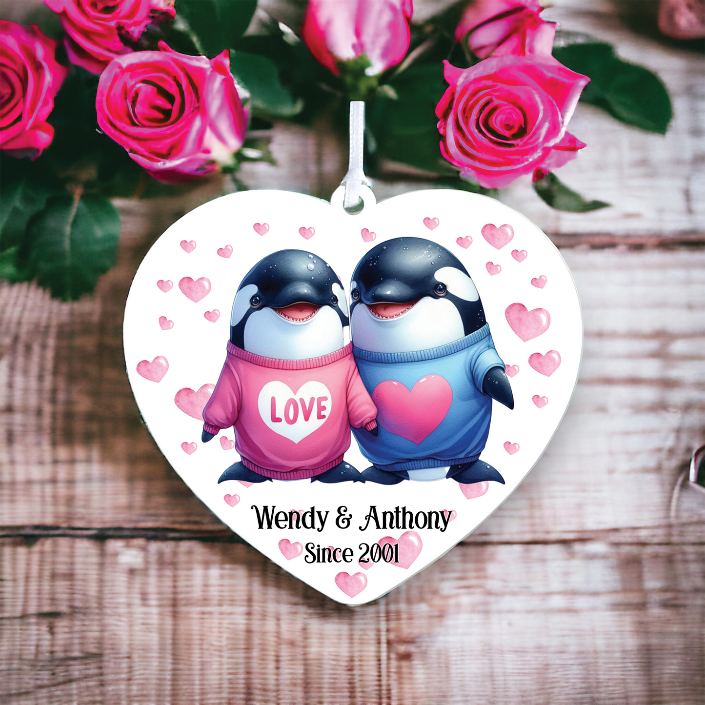 Personalised Whale Couple Love Animal Decoration