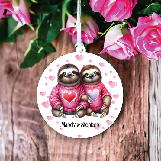 Personalised Sloth Couple Love Animal Decoration