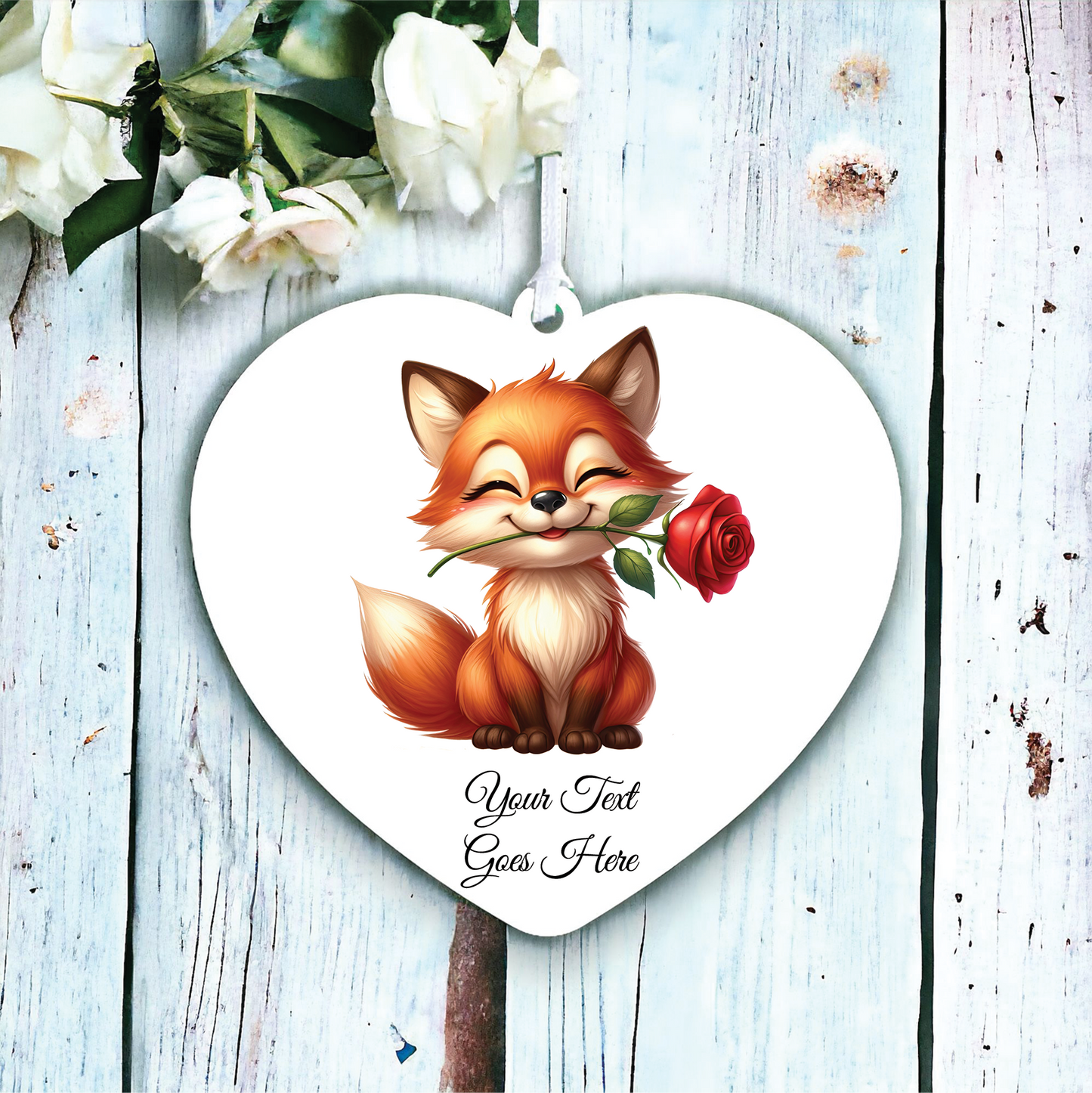 Personalised Rose Animal Fox Decoration