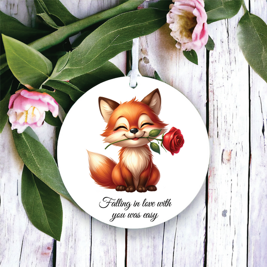 Personalised Rose Animal Fox Decoration