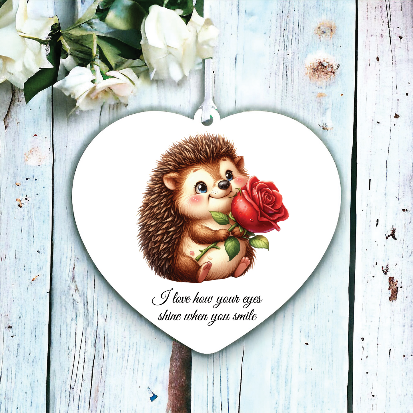 Personalised Rose Animal Hedgehog Decoration