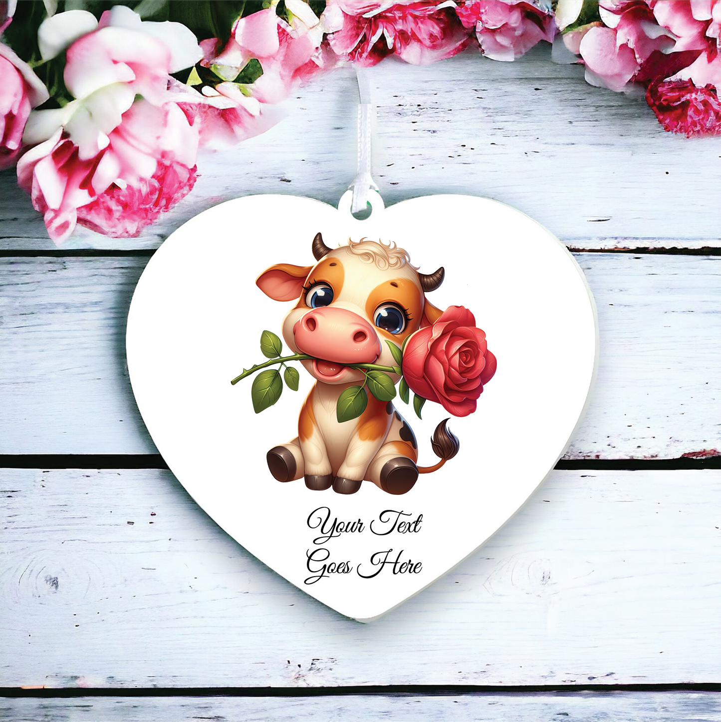 Personalised Rose Animal Cow Decoration