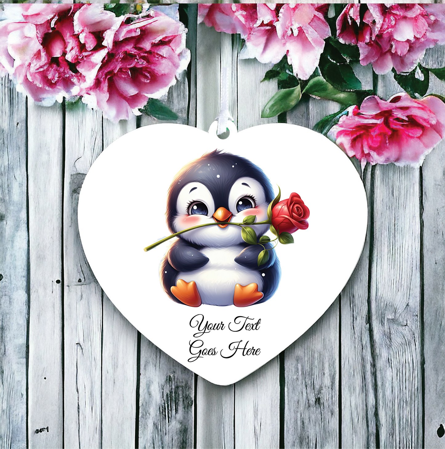 Personalised Rose Animal Penguin Decoration