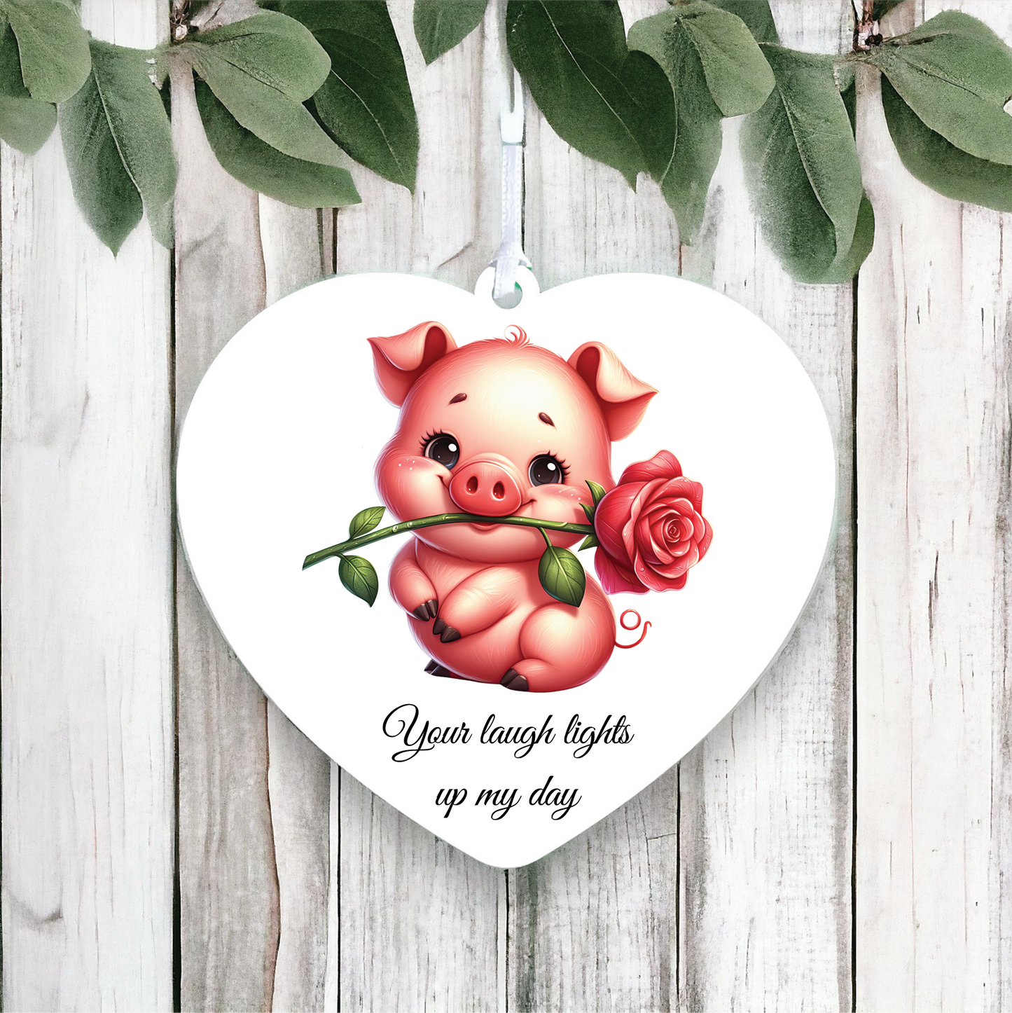 Personalised Rose Animal Pig Decoration