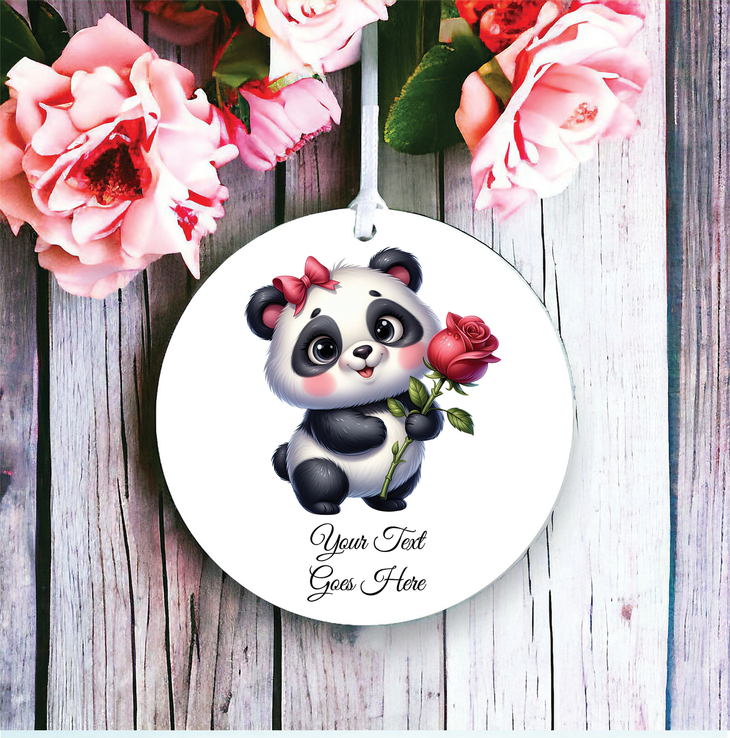 Personalised Rose Animal Panda Decoration