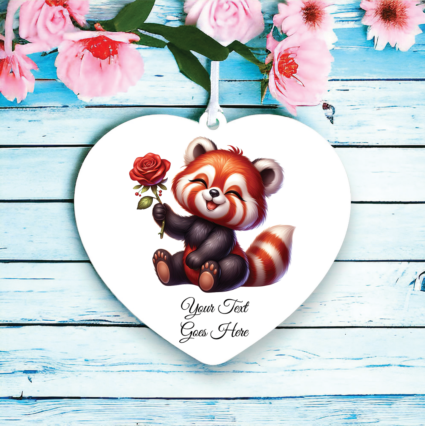 Personalised Rose Animal Red Panda Decoration