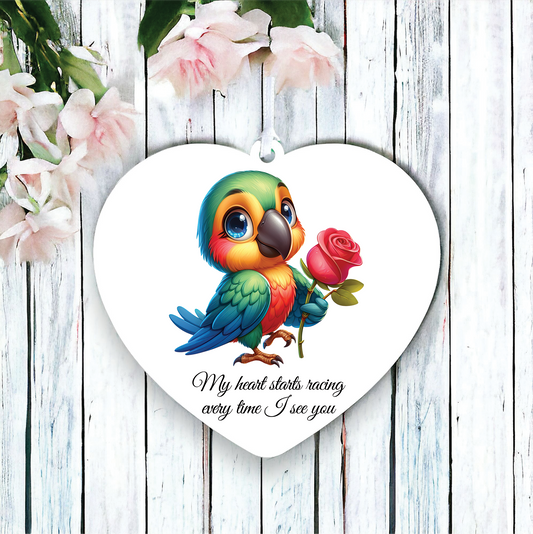 Personalised Rose Animal Parrot Decoration