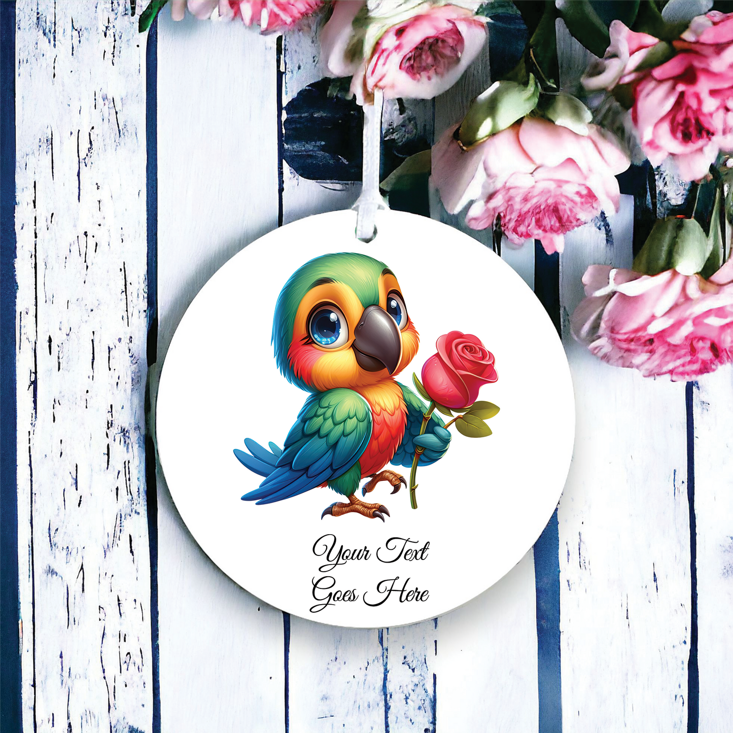 Personalised Rose Animal Parrot Decoration