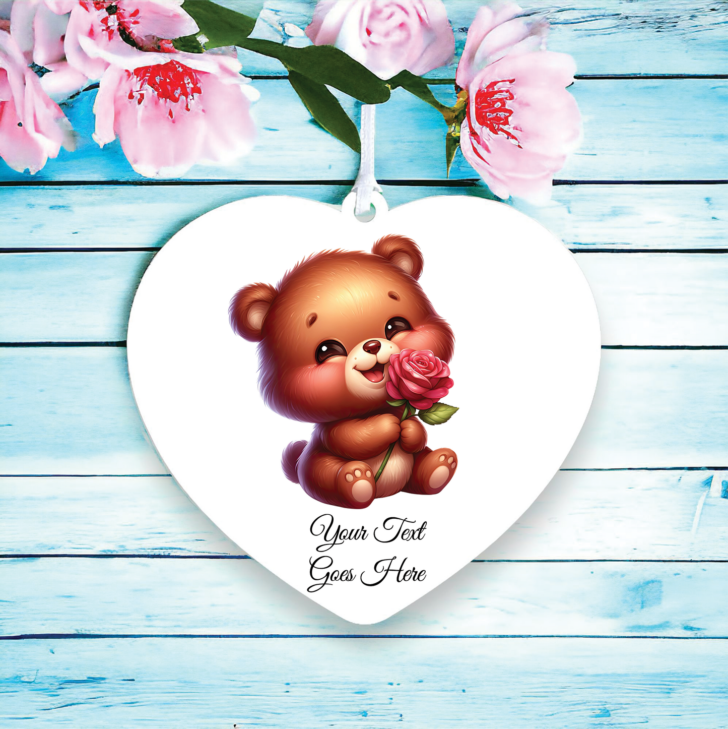 Personalised Rose Animal Bear Decoration