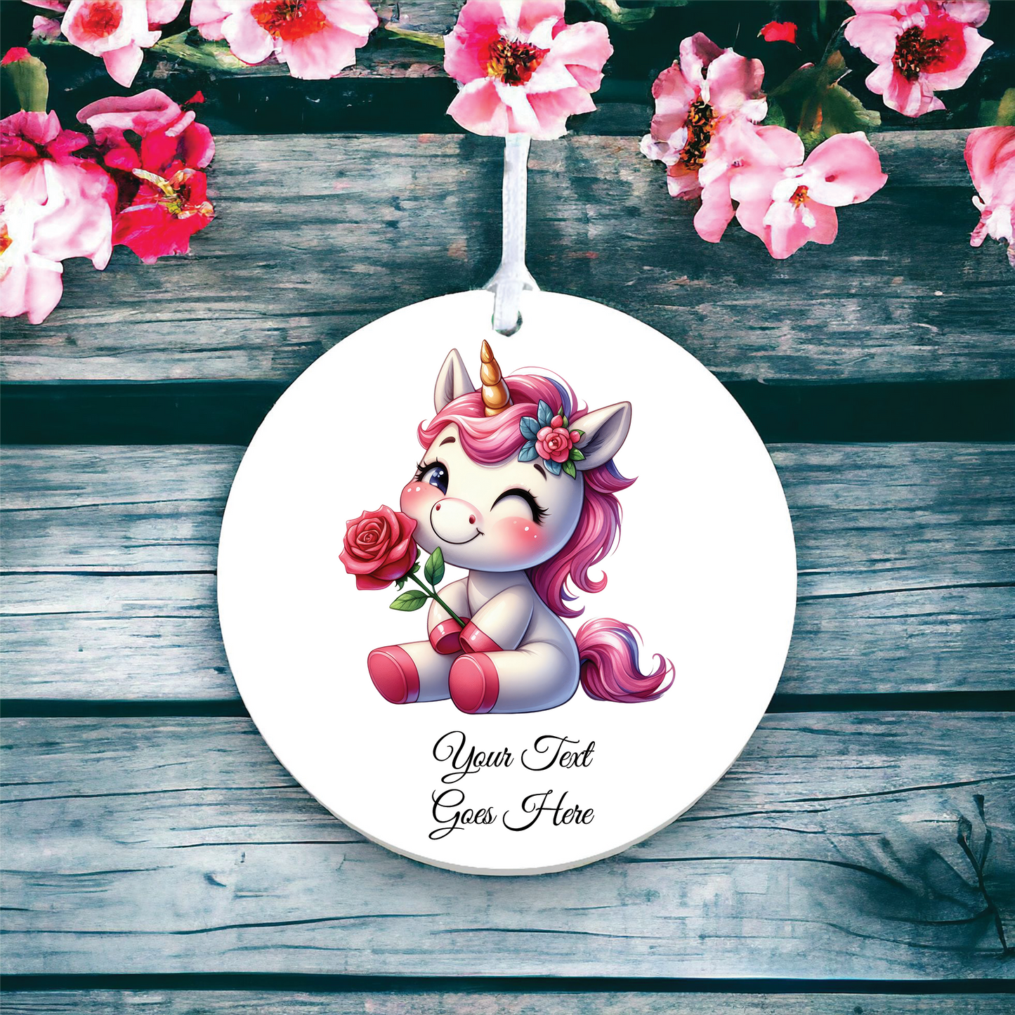 Personalised Rose Animal Unicorn Decoration