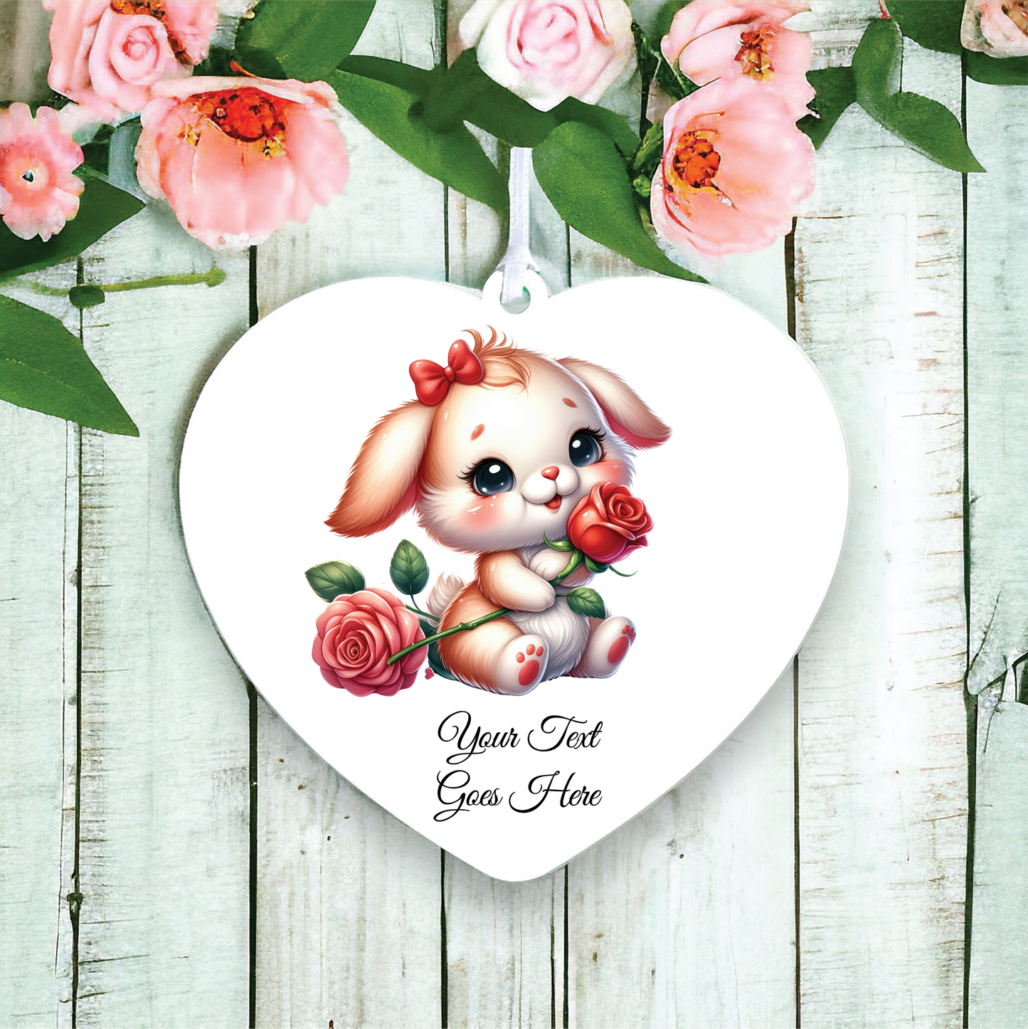 Personalised Rose Animal Bunny Rabbit Decoration