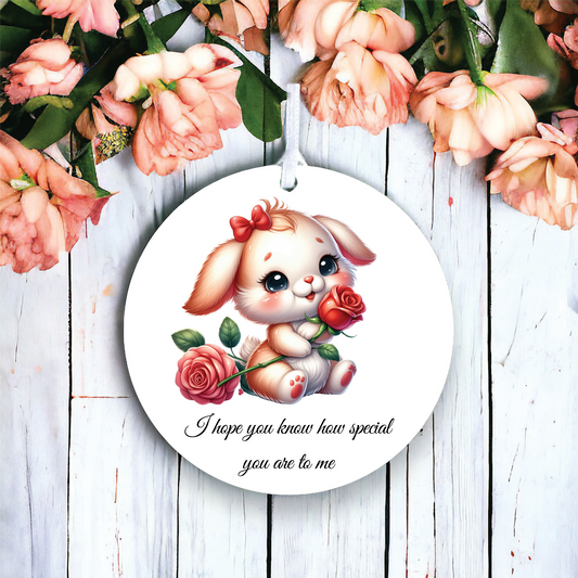 Personalised Rose Animal Bunny Rabbit Decoration