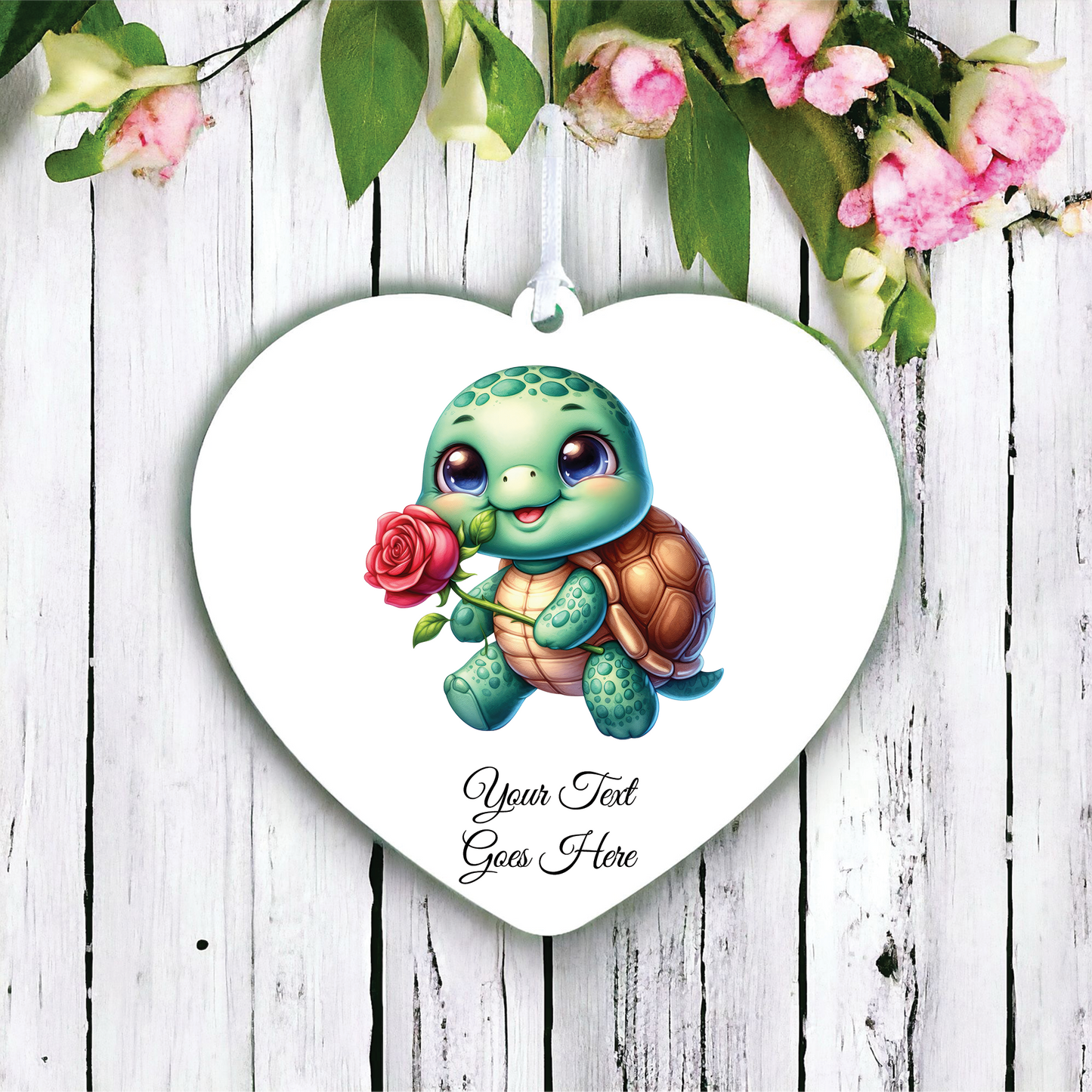 Personalised Rose Animal Turtle Decoration