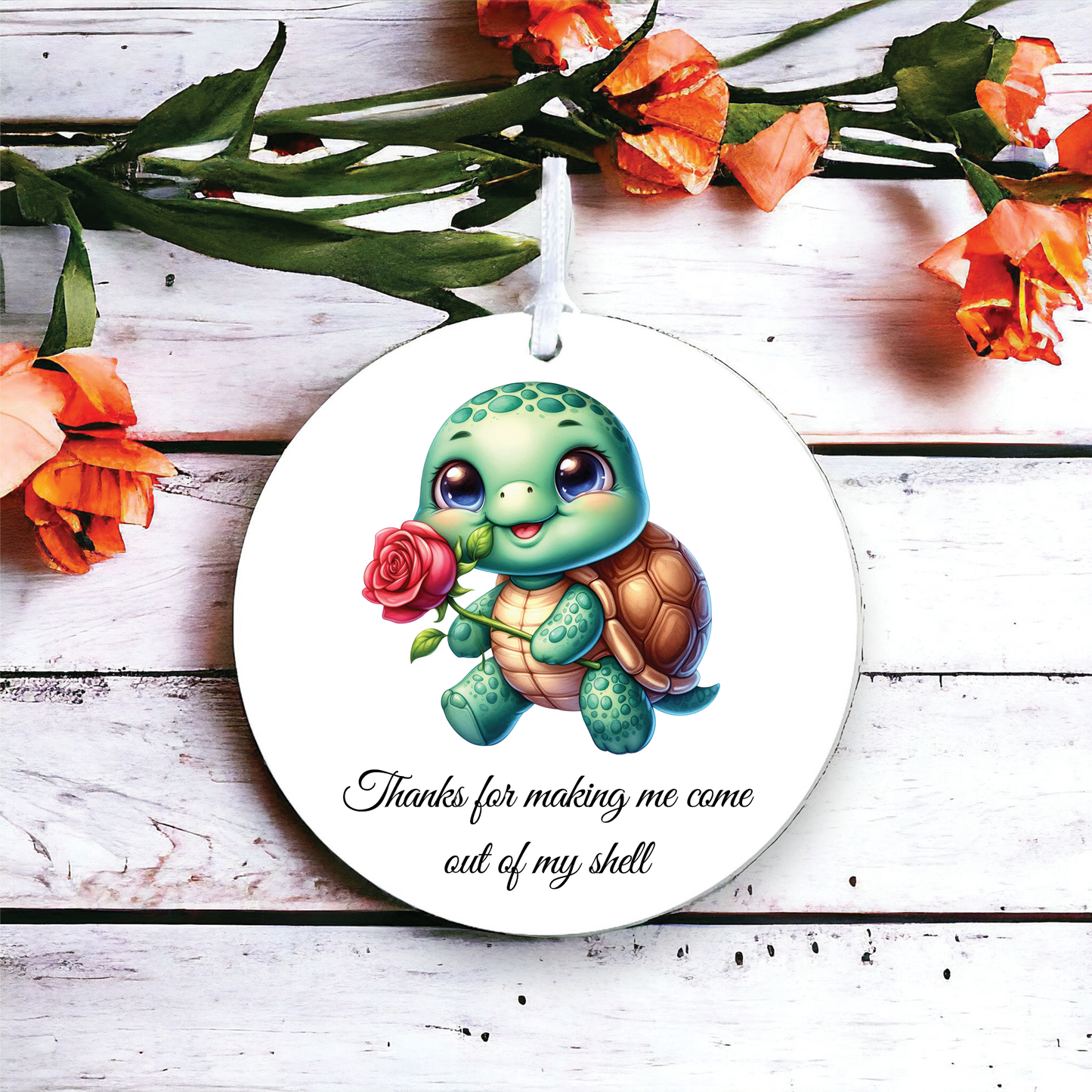 Personalised Rose Animal Turtle Decoration