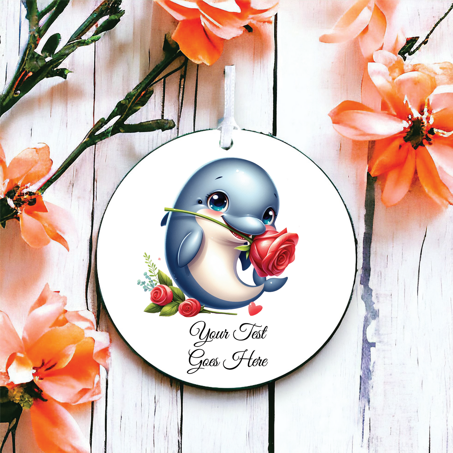 Personalised Rose Animal Dolphin Decoration