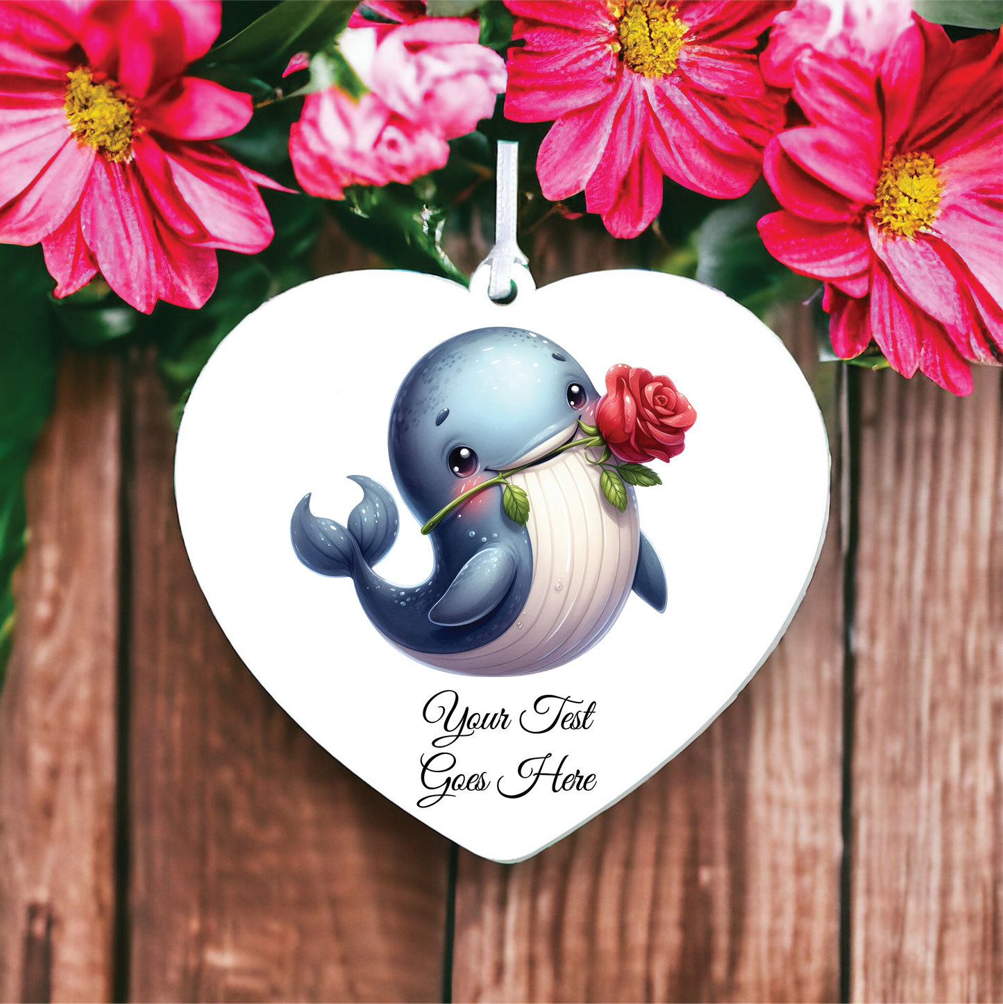 Personalised Rose Animal Whale Decoration