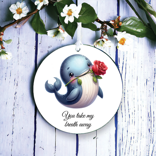 Personalised Rose Animal Whale Decoration