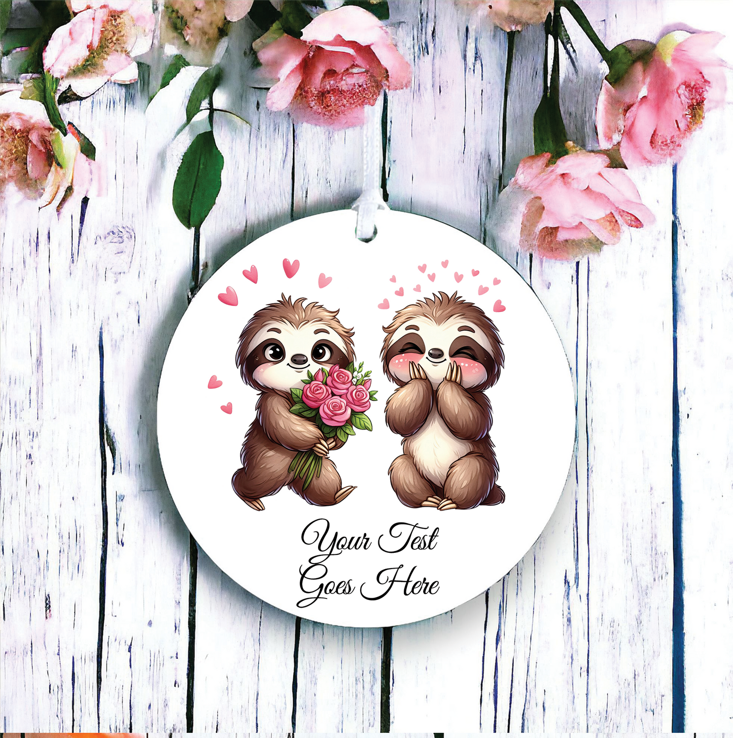 Personalised Animal Couple Sloths Decoration