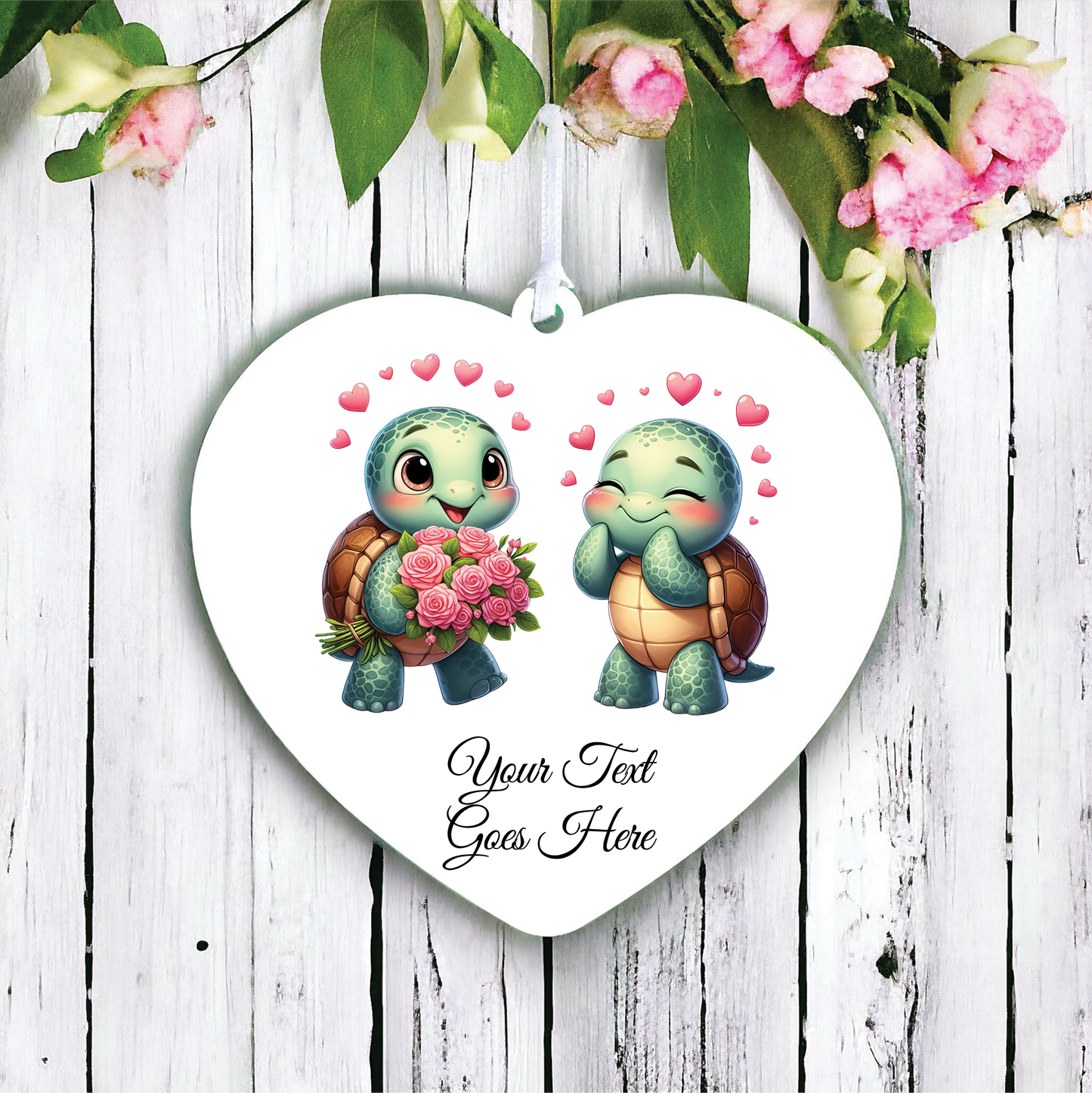 Personalised Animal Couple Turtle Decoration