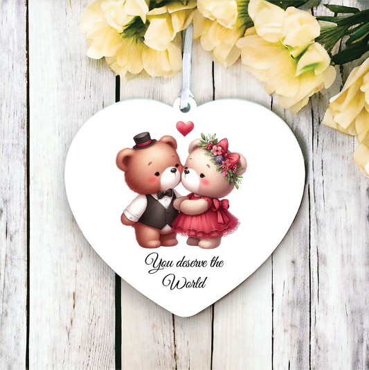 Personalised Animal Couple Bear Decoration