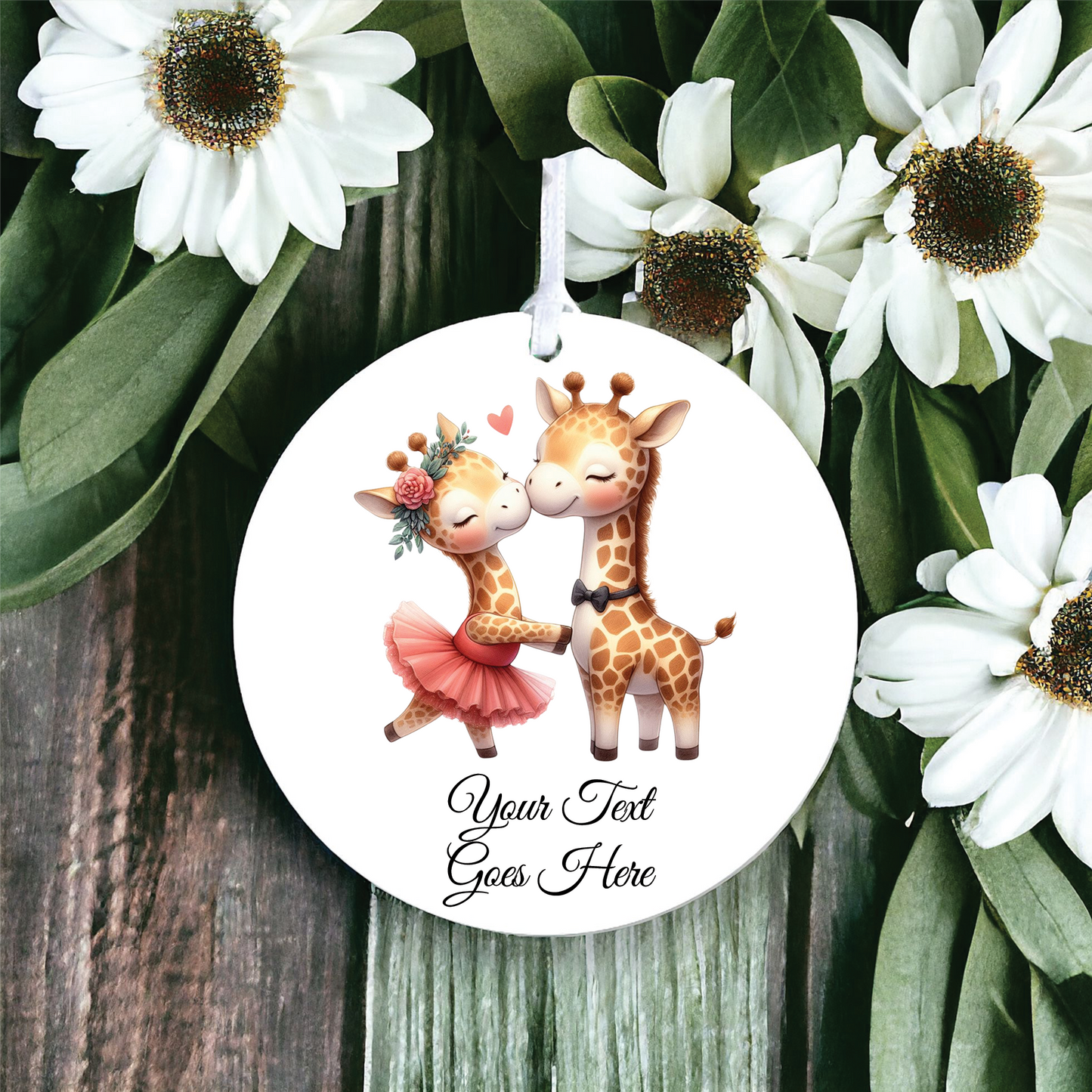 Personalised Animal Couple Giraffe Decoration