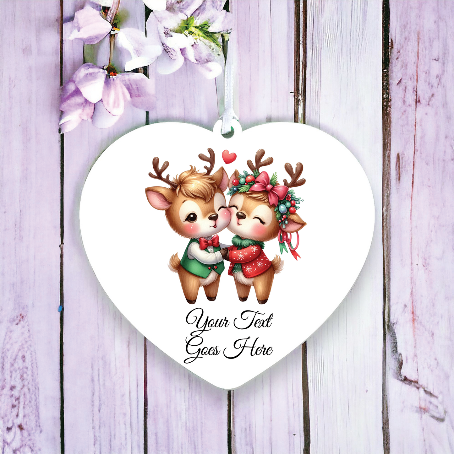 Personalised Animal Couple Reindeer Decoration