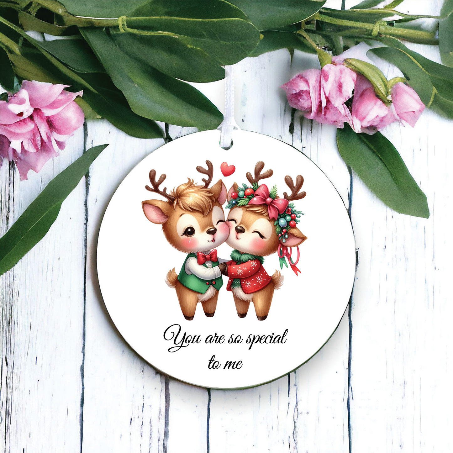 Personalised Animal Couple Reindeer Decoration