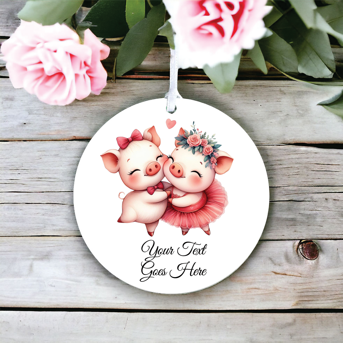 Personalised Animal Couple Pigs Decoration