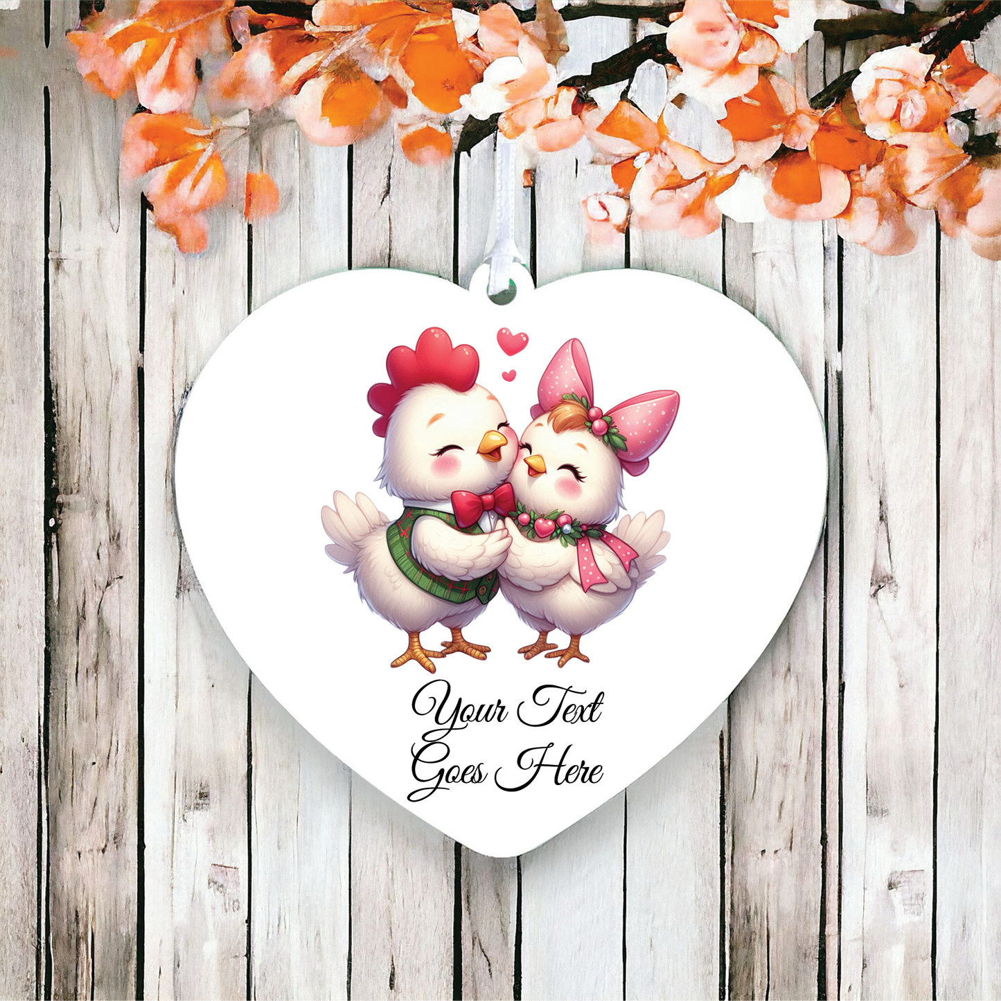 Personalised Animal Couple Chickens Decoration